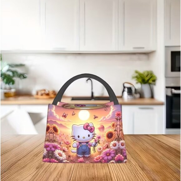 Hello Kitty Insulated Lunch Bag Cute Floral Design, Reusable & Durable Tote - Picture 1 of 6